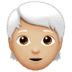 🧑🏼‍🦳 person: medium-light skin tone, white hair display on Apple